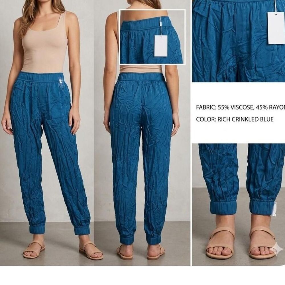 Olivaceous Crinkle Jogger Pants - Dusty Blue - Size Medium - NWT